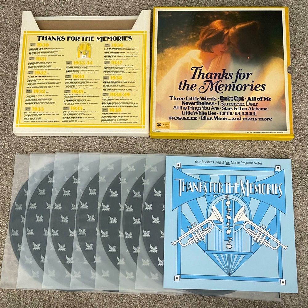 Thanks For The Memories Vinyl 7 LP Box Set Readers Digest 1988 HITS FROM 1930-39